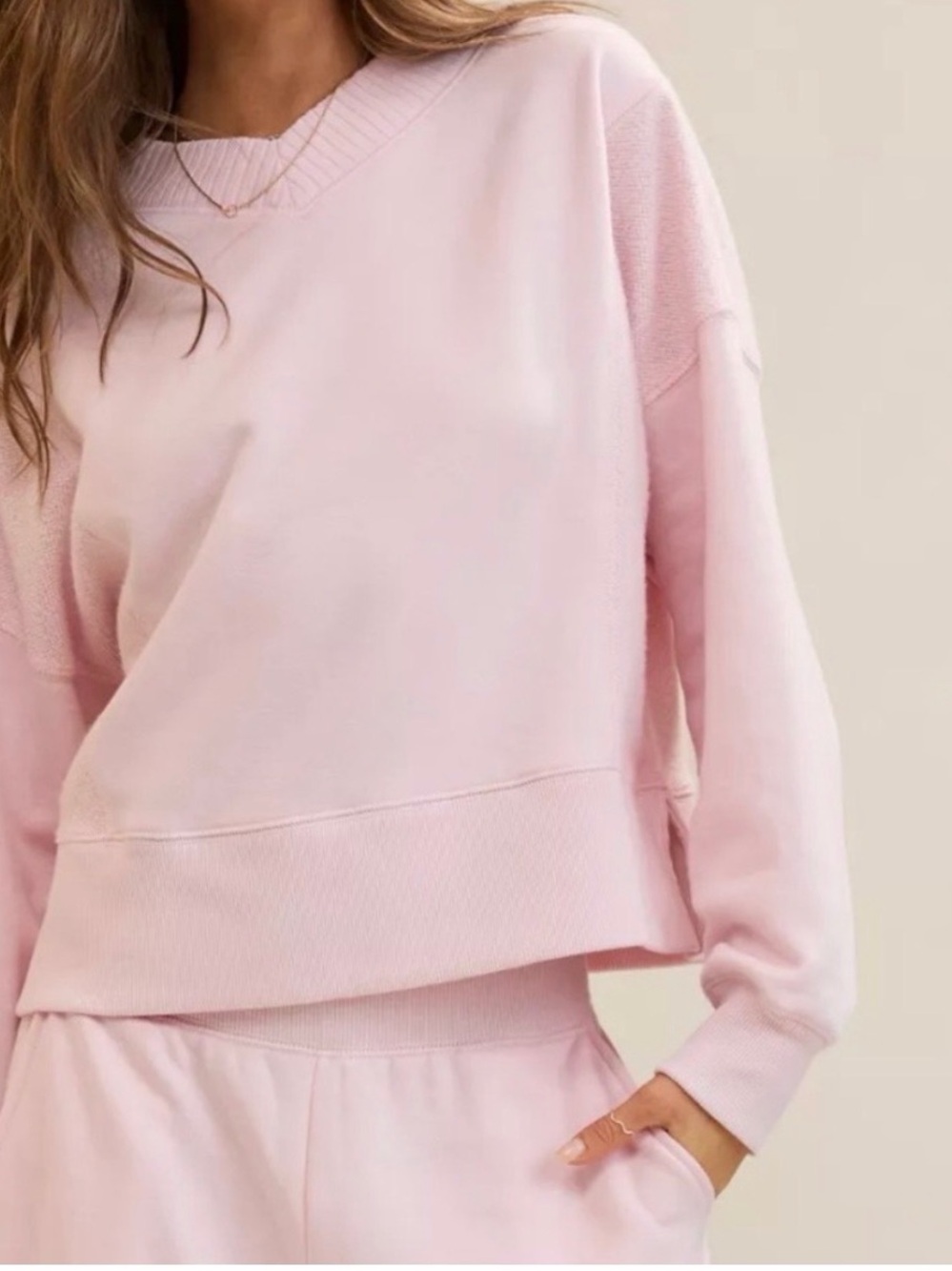 aerie Apres-Chill Pale Pink Crewneck Pullover Sweater size medium
